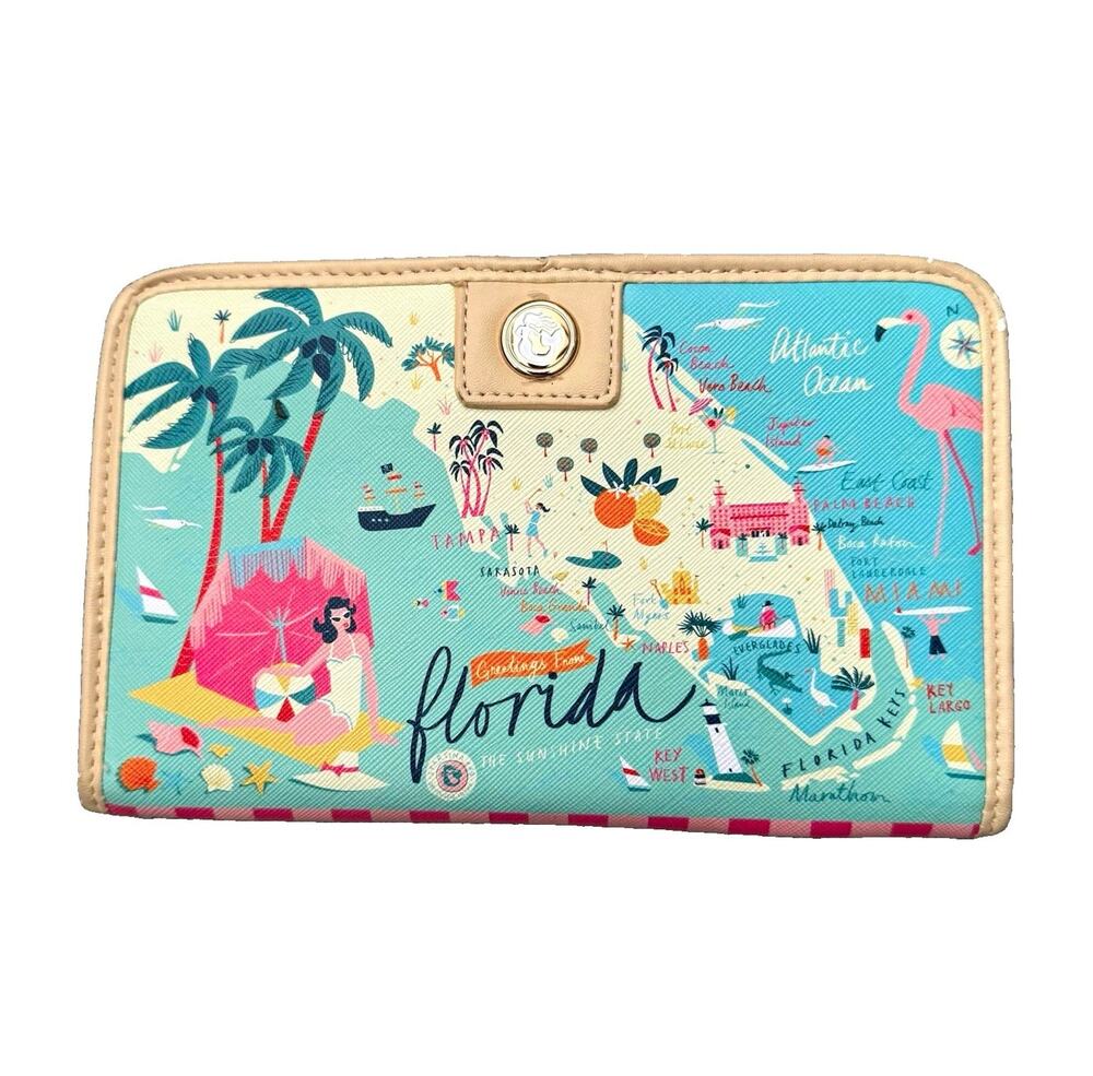 Spartina 449 Florida Map Daufuskie Island Print Zip-Around Wallet Multicolor